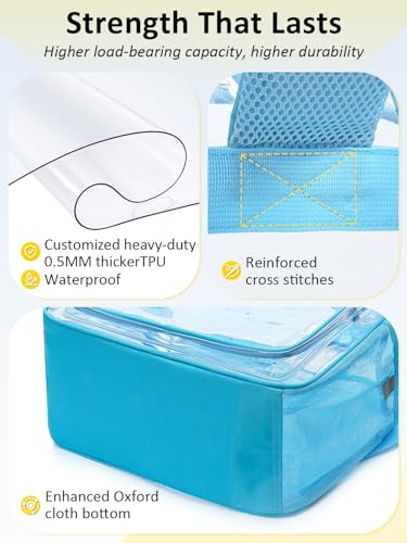 Clear Backpack Heavy Duty With A TSA Lock, 18 Inch Large Clear Back pack, Transparent See Through Bookbag for College, Work, Travel, Sport- Light Blue - color: Light Blue