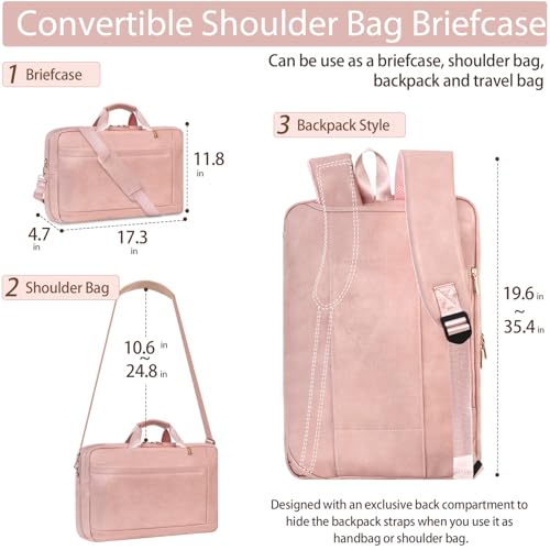 Stuery Faux Leather Messenger Bag for Men 17-17.3 Inch: Laptop Bag Briefcase Computer Handbags Shoulder Crossbody Bag with Padded Laptop Sleeve for Work College Travel, PU Pink - color: Pu Pink