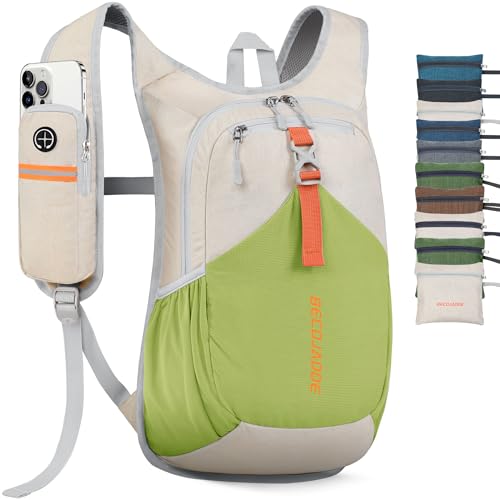 BECOJADDE 15L Small Hiking Backpack for Men Women Foldable Packable Back Pack Ultralight Hiking Daypack for Travel Camping Outdoor, Beige Green - color: Beige Green, size: 15L