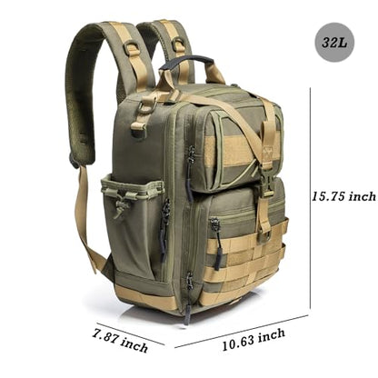 NICGID Tactical Military Backpack Large Daypack Molle Army Assault Pack Bug Out Bag Water Resistant Travel Fishing Hiking Trekking Rucksack - color: Army Green-059, size: 14.1 inch