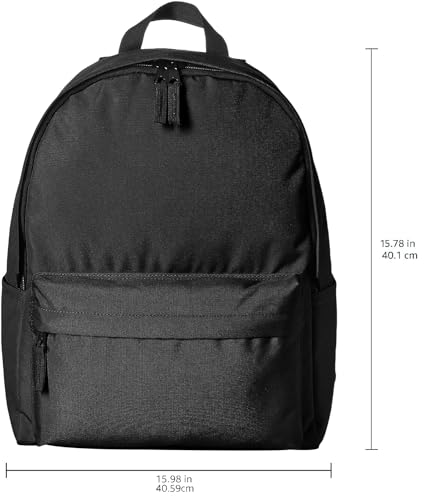 Amazon Basics Backpack for School,Travel,Study with Padded Adjustable Shoulder Straps,Spacious Compartment,Water Bottle Pockets,Durable Classic Design,Black,(Pack of 8) - color: Black, size: 8-Pack
