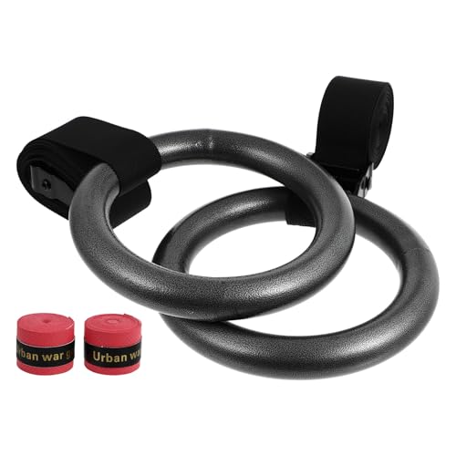 Adjustable Fitness Rings with Nylon Straps, Portable Gymnastics Rings Set for Home and Campus Workout, Sturdy Bodyweight Training Equipment for Strength and Calisthenics Random