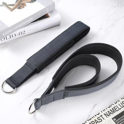 TOBWOLF Pilates Straps - Double Loop D-Ring Straps for Reformer, Padded, Home Gym Workout - color: Scuba Fabric Liner - Dark Grey