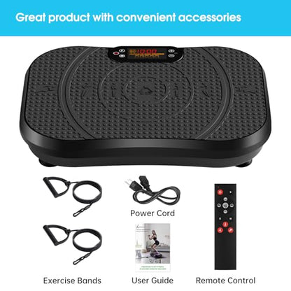 SoftGym Waver Vibration Plate Exercise Machine for Lymphatic Drainage Weight Loss,120 Speed Levels Vibrating Platform with Resistance Bands,Full-Body Workout Equipment for Muscle Activation - style: Slim- Deep Black