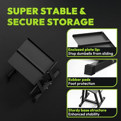 HANDBODE Adjustable Dumbbell Rack with Plate Storage, 500 lb Capacity, Space-Saving Storage Organizer for Classic Dumbbells, Stable for dumbbells, Heavy Duty Column Stand for Home Gym