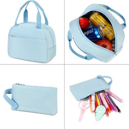 Spotted Tiger School Backpack for Girls Backpack with Lunch Box Anime Bookbag School Bag Kawaii Backpack Set for Teen Girls (Blue) - color: Blue