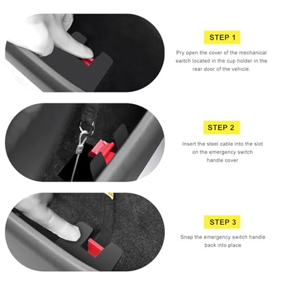 4 PCS Car Door Emergency Pull Cords, High Strength Nylon Manual Door Release Strap for Quick Escape, Universal Extended Safety Rope Escape Pull Strap for Vehicle Doors