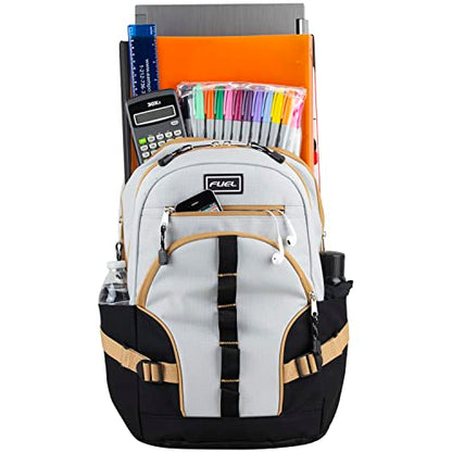 FUEL Hiking Laptop Backpack, College Bookbag, Travel Daypack with 5 Compartments, Dynamo Tech Pocket, 18.5 Inches - color: Light Khaki