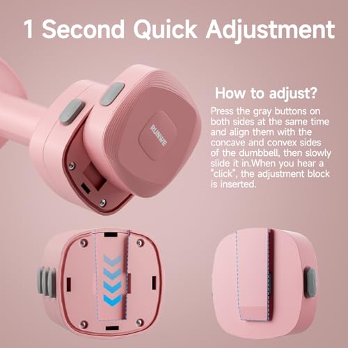 Lightweight Adjustable Dumbbell Kettlebell Set - 4 in 1 Free Weight Set with Kettlebell Grip Converter, Each 2.2 3.3 4.4 5.5lb Quick Change Weight Women Dumbbell Set for Small Spaces Home Gym - color: Dumbbell Pink