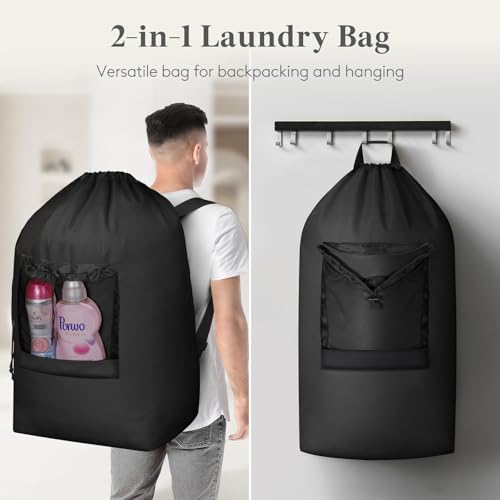 Lifewit Laundry Bag Backpack Travel, 105L, Black - color: Black, size: 105L
