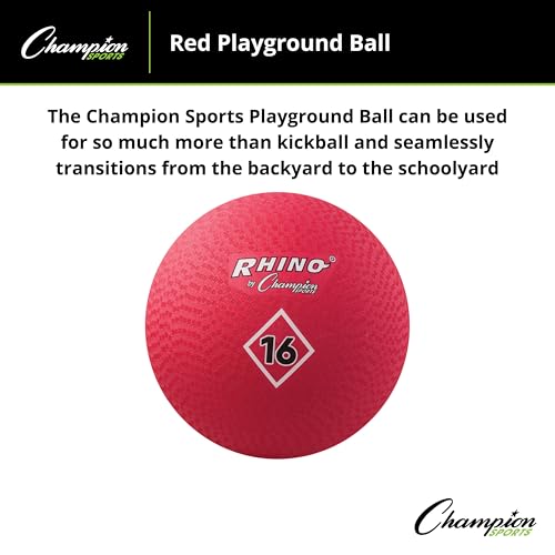 Champion Sports Playground Ball – Durable High-Bounce Ball, Sizes 5", 6", 7", 10", 13" & 16" for Gym, Recess & Play - style: 16" Diameter