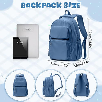 School Backpack for Women Men Lighweght Middle School Bookbag Casual Daypack Classic Collge High School Backpack Waterproof Travel Daypackn men - color: Blue