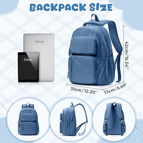 School Backpack for Women Men Lighweght Middle School Bookbag Casual Daypack Classic Collge High School Backpack Waterproof Travel Daypackn men - color: Blue