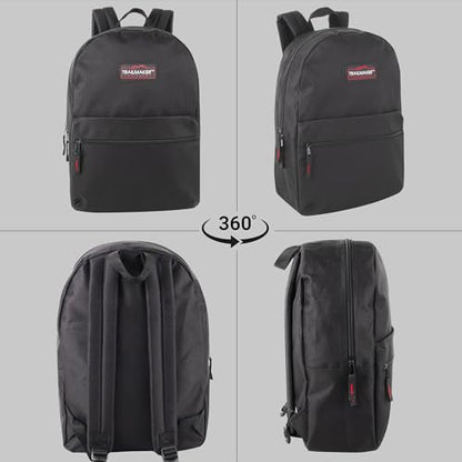 Trail maker Classic 17 inch Backpacks with Adjustable Padded Straps | School Backpacks for Girls, Boys (Black) - color: Black