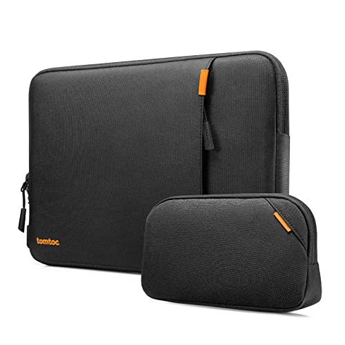 tomtoc 360 Protective Laptop Sleeve Set for 16-inch MacBook Pro M5 Pro/Max (2026) A3428 A3429, M4/M3/M2/M1 A3403 A3186 A2991 A2780, Water-Resistant Laptop Case with Accessory Pouch Fits Dell XPS 16 - color: Black, size: 16-inch