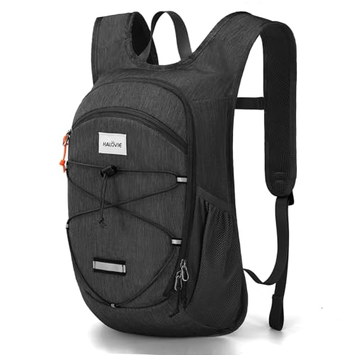 HALOVIE 15L Foldable Hiking Backpack Phone Pocket Lightweight Travel Daypack Shoulder with Chest Strap Small Packable Pack for Walking Women Men (Black) - color: Black