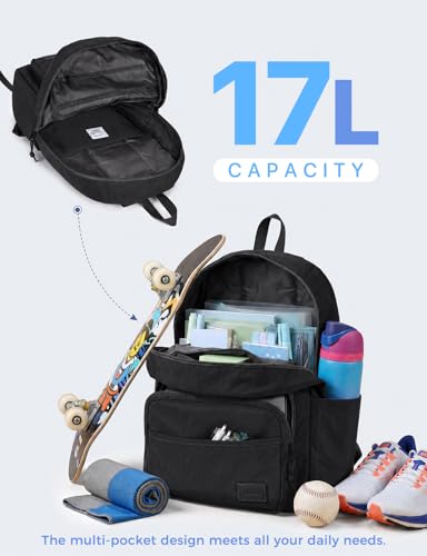 VASCHY School Backpacks, Lightweight Bookbag Schoolbag for Boys Girls Casual Basic Simple Daypack for Men Women Black - color: Black