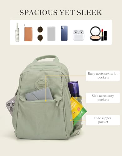 Mini Backpack for Women Nylon Small Backpack Purse Crossbody Sling Bag Convertible Backpack Casual Shopping Daypack (Light Green) - color: Light Green