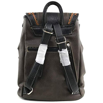 Zelris Western Country Floral Buckle Rucksack Backpack (Brown) - color: Brown