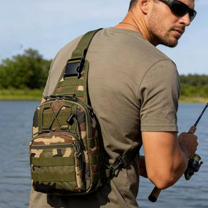 Viriber Tactical Backpack, Waterproof Military Cross-body Molle Sling Shoulder Backpack Chest Bag for Outdoor Every Day Carry Green Camo - color: Green Camo