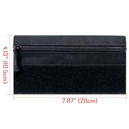 Small Tactical Admin Zipper Pouch with Hook and Loop - color: Black
