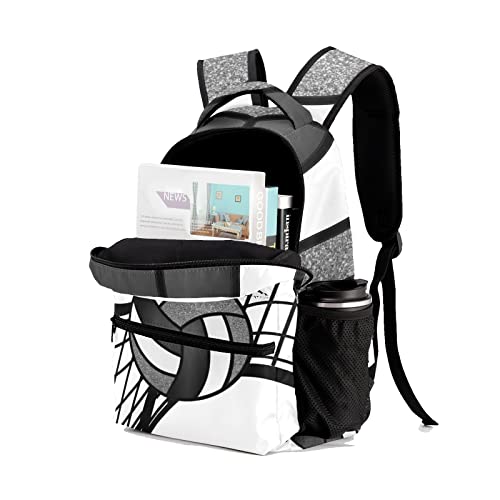 Personalized Custom Volleyball Black White Backpack Lightweight Travel Hiking Causual Bag With Name - color: Design 2