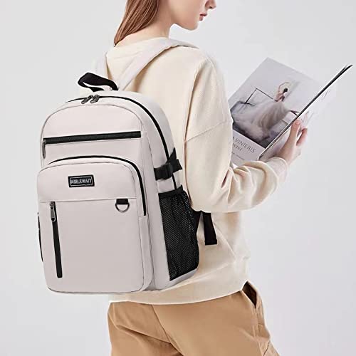 MIRLEWAIY Classical School Backpack Lightweight Bookbag Casual Daypack Travel Work Bag For Teenagers College Girls boys - color: Beige
