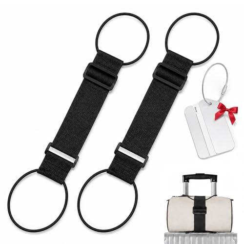 Adjustable Luggage Strap Bungee for Suitcase Handle, Elastic Luggage Connector Straps for Suitcases, Extra Bag Travel Belt for Carry On, Backpack, Duffel, Trolley Accessories (Black) - color: Black