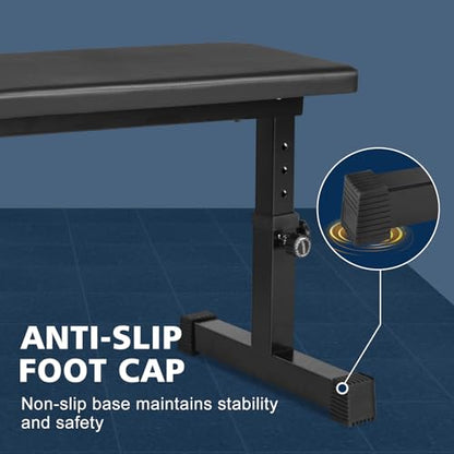 Adjustable Weight Bench Heavy Duty Steel Flat Workout Bench for Home Gym with Quick Assembly, Anti-Slip Base Multi-Functional Strength Training Bench for Full-Body Workouts