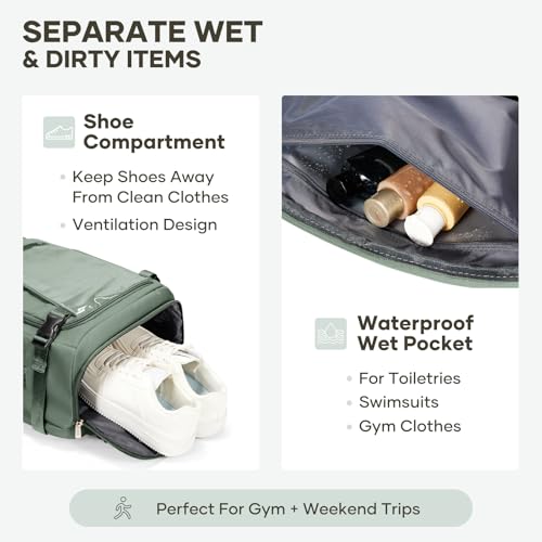 coofay Travel Backpack for Women Men, Carry on Backpack for Airplanes - color: Olive Green