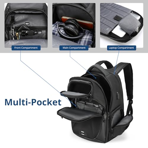 Swissdigital Design Men's Laptop Backpack for College and Business Travel with Integrated USB Charging Port and RFID Protection, fits Laptops up to 15.6-Inch, Black | SD1695-01 - color: Black