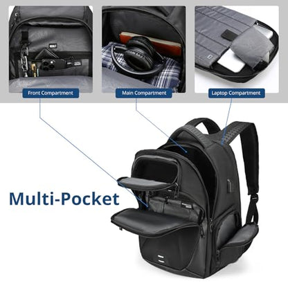 Swissdigital Design Men's Laptop Backpack for College and Business Travel with Integrated USB Charging Port and RFID Protection, fits Laptops up to 15.6-Inch, Black | SD1695-01 - color: Black
