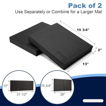 StrongTek Professional Foam Exercise Balance Pad - 15.8" x 13" x 2", High-Density TPE Foam Knee Pad, Non-Slip & Water-Resistant, for Balance Training, Physical Therapy, Yoga, and More - color: Grey-Set of 2