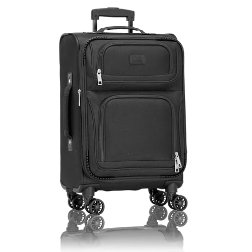 U.S. Traveler Rio Lightweight Softside Rolling Carry-on Suitcase, 4-Wheel Single, Black - color: Black, size: 22"