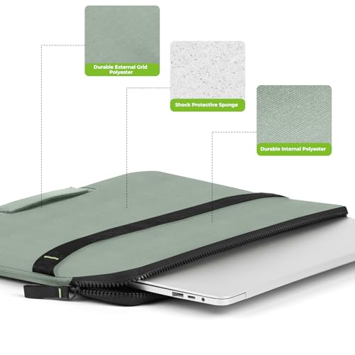 Acer Laptop Sleeve 16 inch, 15-16 inch Laptop Case, Shockproof Protective Laptop Briefcase, Waterproof Polyester Notebook Computer Bag for Acer HP ASUS MacBook Dell Lenovo, Green - color: Green, size: 16inch