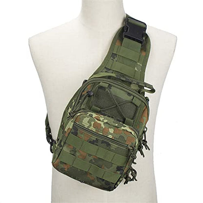 Outdoor Sports Hiking Sling Bag Shoulder Pack Camouflage Tactical Molle Combat Chest Bag - color: German Flecktarn