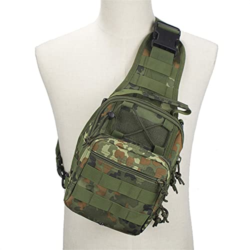 Outdoor Sports Hiking Sling Bag Shoulder Pack Camouflage Tactical Molle Combat Chest Bag - color: German Flecktarn