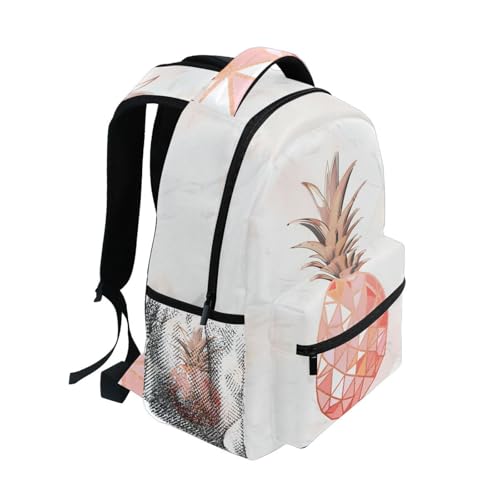 ALAZA Rose Gold Pineapple Pink Marble Backpack Purse for Teen Girls Women Kids Bookbags Laptop School Bag with Multiple Pockets - color: Pineapple
