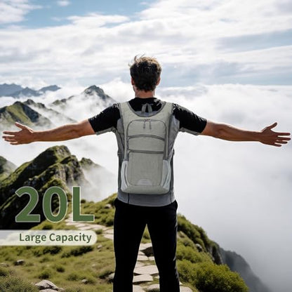 20L Lightweight Hiking Daypack, Foldable Travel Packable Backpack for Men Women for Cycling Camping Outdoor (Gray) - color: Gray