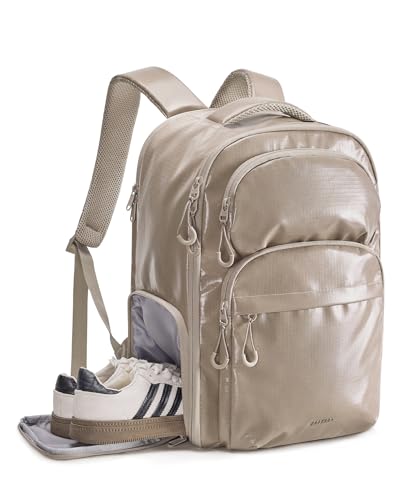 BAGSMART 30L Travel Backpack, 15.6 Inch Carry On Backpack Flight Approved, Water Resistant Weekender Bag Daypack, Camel - color: Camel, size: 15.6 Inch