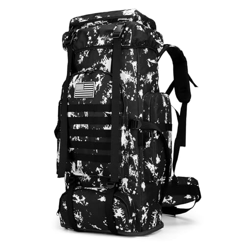 Hiking Backpack for Men 70L/100L Camping Backpack Military Rucksack Molle 3 Days Assault Pack for Climbing | Camping Backpack - color: 100l-blackwhite-lighting