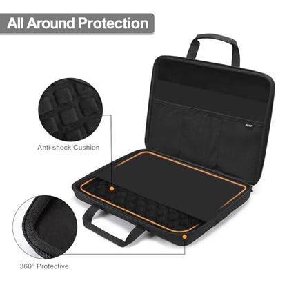 MOSISO 15.6 inch Laptop Hard Case, 15-16 inch Waterproof Shockproof Computer Bag Compatible with MacBook HP Dell Lenovo Asus, Geometric Splicing Carrying Sleeve Bag with Handle&Raised Pocket, Black