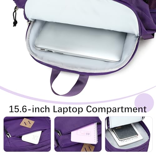 abshoo 32L Backpack for School College Bookbag Middle High School Backpacks Casual Daypack Travel Backpack (Purple) - color: Purple