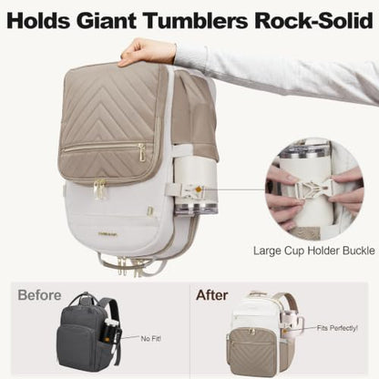 VANKEAN Laptop Backpack for Women (BEIGE-KHAKI, 18 Inch) - color: Beige-khaki, size: 18 Inch