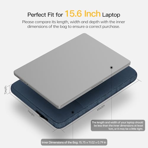 15.6 16 inch Laptop Sleeve Case for HP Envy X360/Pavilion 15, HP Omnibook 16, Lenovo IdeaPad 15, Dell Inspiron Plus 16, Acer Aspire 15, ASUS, Water-Restistant 15.6 Computer Bag -Navy Blue - color: Navy Blue, size: 15.6 inch