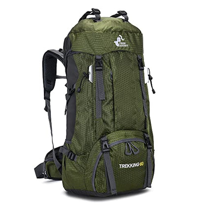 Bseash 60L Waterproof Hiking Camping Backpack with Rain Cover, Large Outdoor Sport Travel Daypack Rucksack for Climbing - color: Army Green