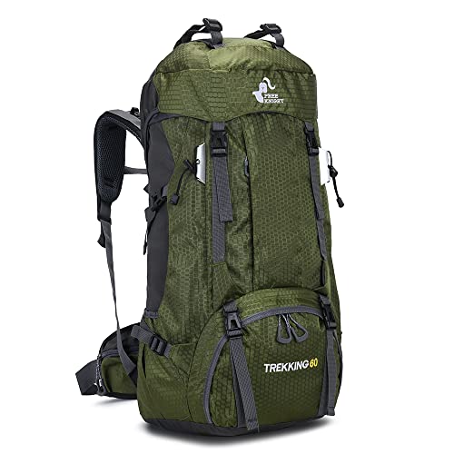 Bseash 60L Waterproof Hiking Camping Backpack with Rain Cover, Large Outdoor Sport Travel Daypack Rucksack for Climbing - color: Army Green