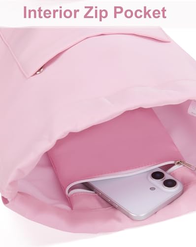 BAVELOE Drawstring Backpack Sports Gym Sackpack with Pockets Water Resistant Cinch String Bag for Women Men（Pink） - color: Pink