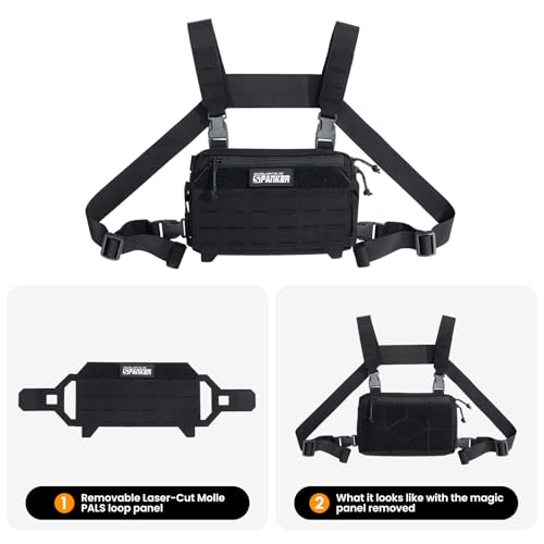 EXCELLENT ELITE SPANKER Tactical Chest Rig Pack EDC Chest Bag Molle Utility Chest Pouch for Outdoor Hunting Workouts Hiking - color: Black