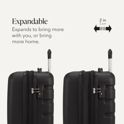 SWISSGEAR Signature Hardside Expandable Carry-On Spinner & Mini Weekender Tote Set, ABS Construction, TSA-Friendly Lock, Black, 2-Piece Set (19-Inch/Mini Weekender Tote) - color: Black, size: 2-Piece Set (Mini Weekender/19")
